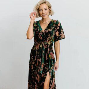 Green velvet formal dress